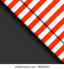 Abstract striped background. Red and white strips on a black background.
