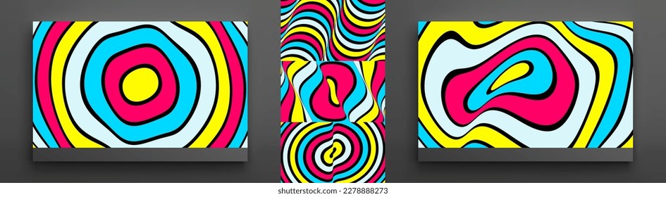 Abstract striped background with ripple effect. Pattern with optical illusion. 3d vector illustration for brochure, annual report, magazine, poster, presentation, flyer or banner. 