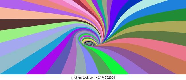 Abstract striped background with tunnel. Vector colorful illustration.