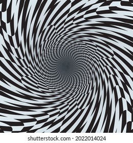 Abstract striped black and white Spiral background. High Saturated. Gradients Different Geometrical Shapes