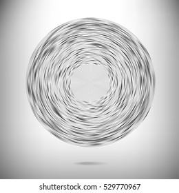 Abstract striped black and white vector background. Circular geometric element.
