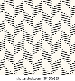 Abstract striped and clean empty blocks herringbone motif. Seamless pattern.