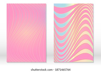 Abstract striped cover set. Wavy lines. Bright colorful templates.