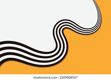 Abstract striped curve lines brake background on orange and white colors in retro and vintage style