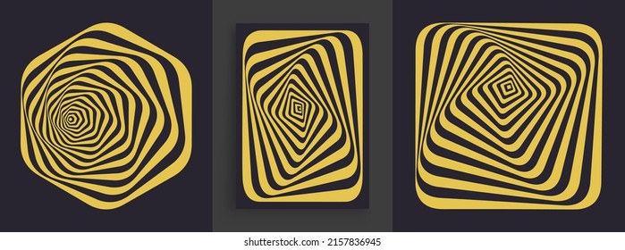 Resumen de elementos de diseño a rayas. Ilustración vectorial 3d de arte óptico para el folleto, informe anual, revista, afiche, presentación, volante y banner.  С puede utilizarse como elemento de diseño, emblema o icono.