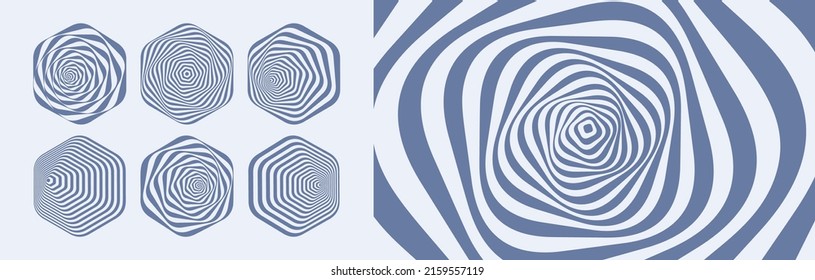 Abstract striped design element. Optical art. 3d vector illustration for brochure, annual report, magazine, poster, presentation, flyer and banner.  Сan be used as design element, emblem or icon.