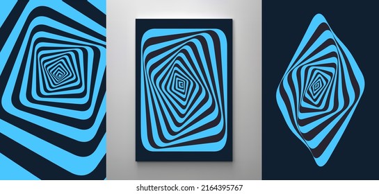 Abstract striped design element. Optical art. 3d vector illustration for brochure, annual report, magazine, poster, presentation, flyer and banner.  Сan be used as design element, emblem or icon.