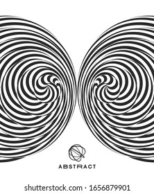 Abstract striped design element. Spiral, rotation and swirling movement. Vector illustration with dynamic effect.