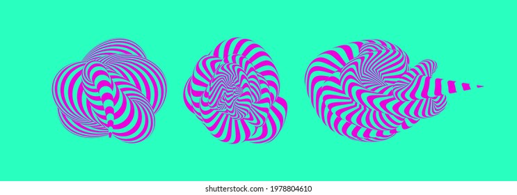 Resumen de elementos de diseño a rayas. Espiral, rotación y movimiento giratorio. Ilustración vectorial con efecto dinámico.