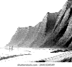 Abstract striped design resembling mountains and sea silhouette.