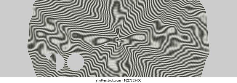 Abstract striped element with optical illusion. Vector illustration for cover, poster, banner or flyer. 