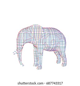 Abstract striped elephant. Isolated on white background.Vector outline illustration.