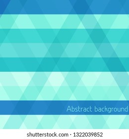 Abstract striped geometric background with blue and turquoise horizontal and diagonal stripes. Simple vector graphic pattern. Teal template