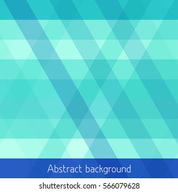 Abstract striped geometric background with blue and turquoise horizontal and diagonal stripes. Simple vector graphic pattern. Teal template