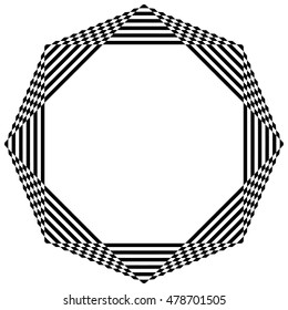 Abstract striped geometric element isolated on white