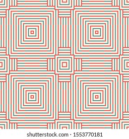 Abstract striped geometric seamless pattern with different shapes. 
Mosaic, tile background, wrapping paper. Vector illustration.  