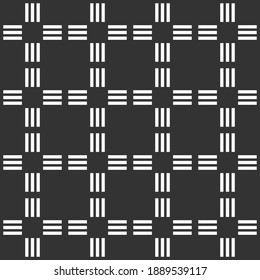 Abstract striped geometric seamless pattern of lines, stripes. Grid texture. Vector black and white background.