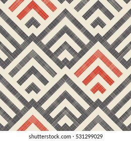 Abstract  striped geometric seamless pattern on texture background in retro colors. Endless pattern can be used for ceramic tile, wallpaper, linoleum, textile, web page background.