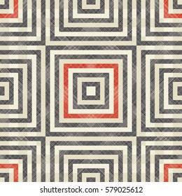 Abstract striped geometric seamless pattern on texture background in retro colors. Endless pattern can be used for ceramic tile, wallpaper, linoleum, textile, web page background.