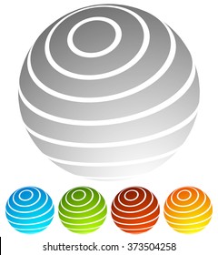 Abstract striped globe in perspective. 5 colors included.