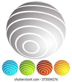 Abstract striped globe in perspective. 5 colors included.