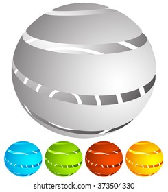 Abstract striped globe in perspective. 5 colors included.