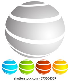 Abstract striped globe in perspective. 5 colors included.