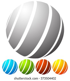 Abstract striped globe in perspective. 5 colors included.