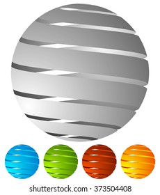 Abstract striped globe in perspective. 5 colors included.