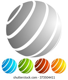 Abstract striped globe in perspective. 5 colors included.