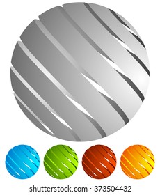 Abstract striped globe in perspective. 5 colors included.