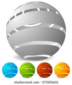 Abstract striped globe in perspective. 5 colors included.