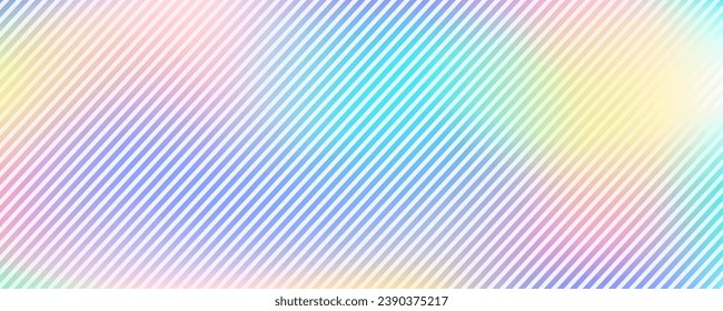 Abstract striped gradient background. Holographic vector foil texture. Rainbow ombre stripes. Iridescent elegant illustration