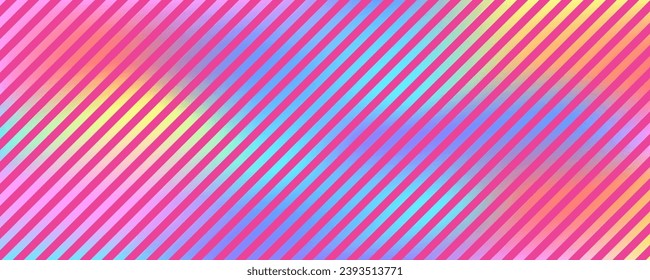 Abstract striped gradient background. Holographic vector foil texture. Rainbow ombre and pink stripes. Iridescent elegant illustration