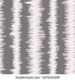Abstract striped Ikat seamless pattern. Light gray stripes, lines with scribbles on dark background. Ethnic asian, uzbek, aztec style. Fancy tribal texture for fabric print, wallpaper, scrapbook.