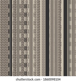 Abstract Striped Knitted Pattern. Vector Seamless Knit Texture with Shades of blue gray  Colors