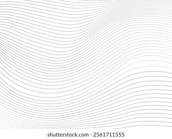 Abstract striped light background. Gray wavy lines on white. Curved stripes pattern. Halftone texture. Modern simple minimalist design for business