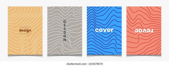 Abstract striped line dynamic warp wavy curve poster background vector collection. Presentation report banner, magazine, social media, creative album art cover layout template.