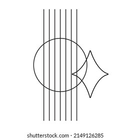 Abstract striped line logo. Geometric shape. Boho emblem. Bohemian badge. Elegant badge for company branding. Editable stroke. Isolated vector stock illustration