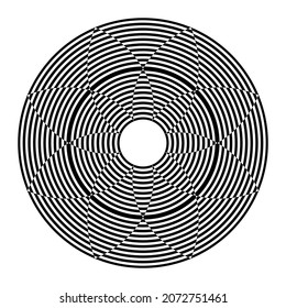 Abstract striped lines circle floral pattern. Vector art.