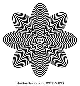 Abstract striped lines circle op art pattern with 3D illusion effect. Vector illustration.