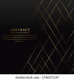 Abstract striped lines gold color on black background. Luxury style. You can use for ad, poster, template, business presentation. Vector illustration  