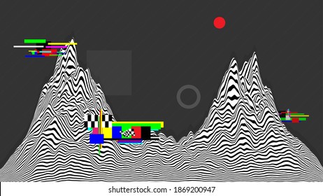 Resumen de fondo de pared de paisaje de montaña a rayas. El fondo del fallo moderno. Diseño de diseño de arte abierto
