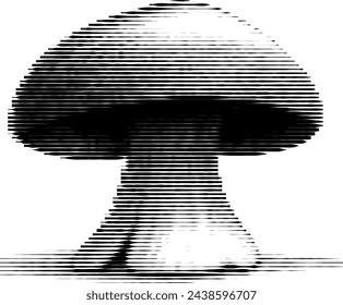 Abstract striped mushroom design in monochrome