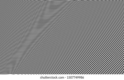 Abstract striped optical illusion vector background.  Modern monochrome texture.