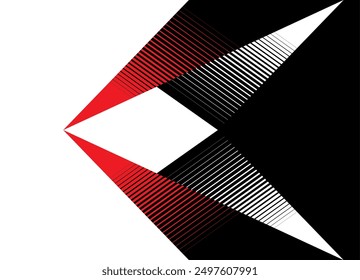 Abstract striped pattern of broken lines. Divided Red and black vector background. Abstract striped arrow