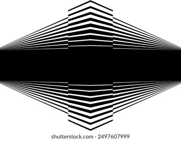 Abstract striped pattern of broken lines. Divided black and white vector background. Line design element