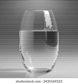 Abstract striped pattern creating an optical illusion of a glass with water.