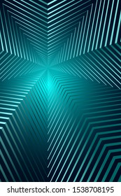 Abstract Striped Pattern with Lighting. Tunnel in The Form of Star. Vector. 3D Illustration