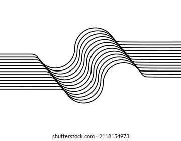 Resumen de patrón rayado de líneas negras paralelas y delgadas sobre un fondo blanco en forma de pirámide. Fondo vectorial moderno